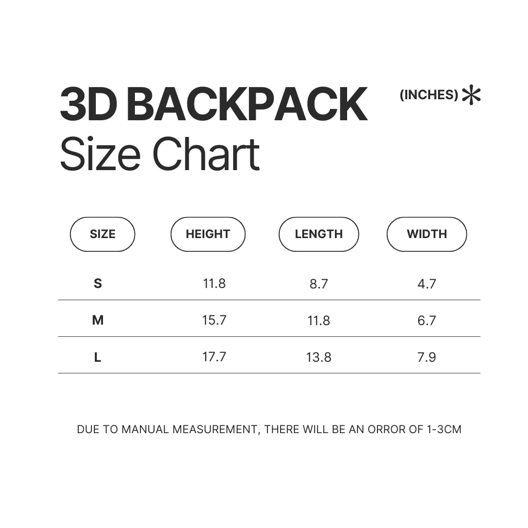 3D Backpack Size Chart - Kengan Ashura Merch