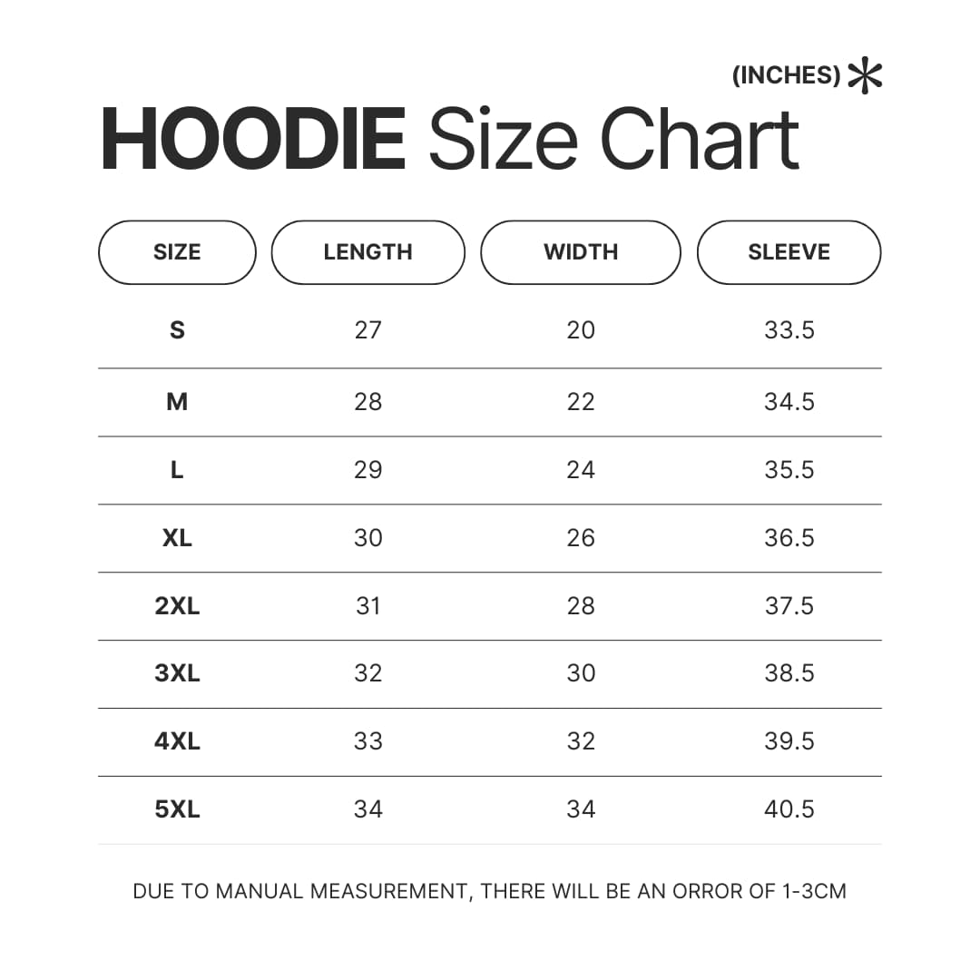 Hoodie Size Chart - Kengan Ashura Merch