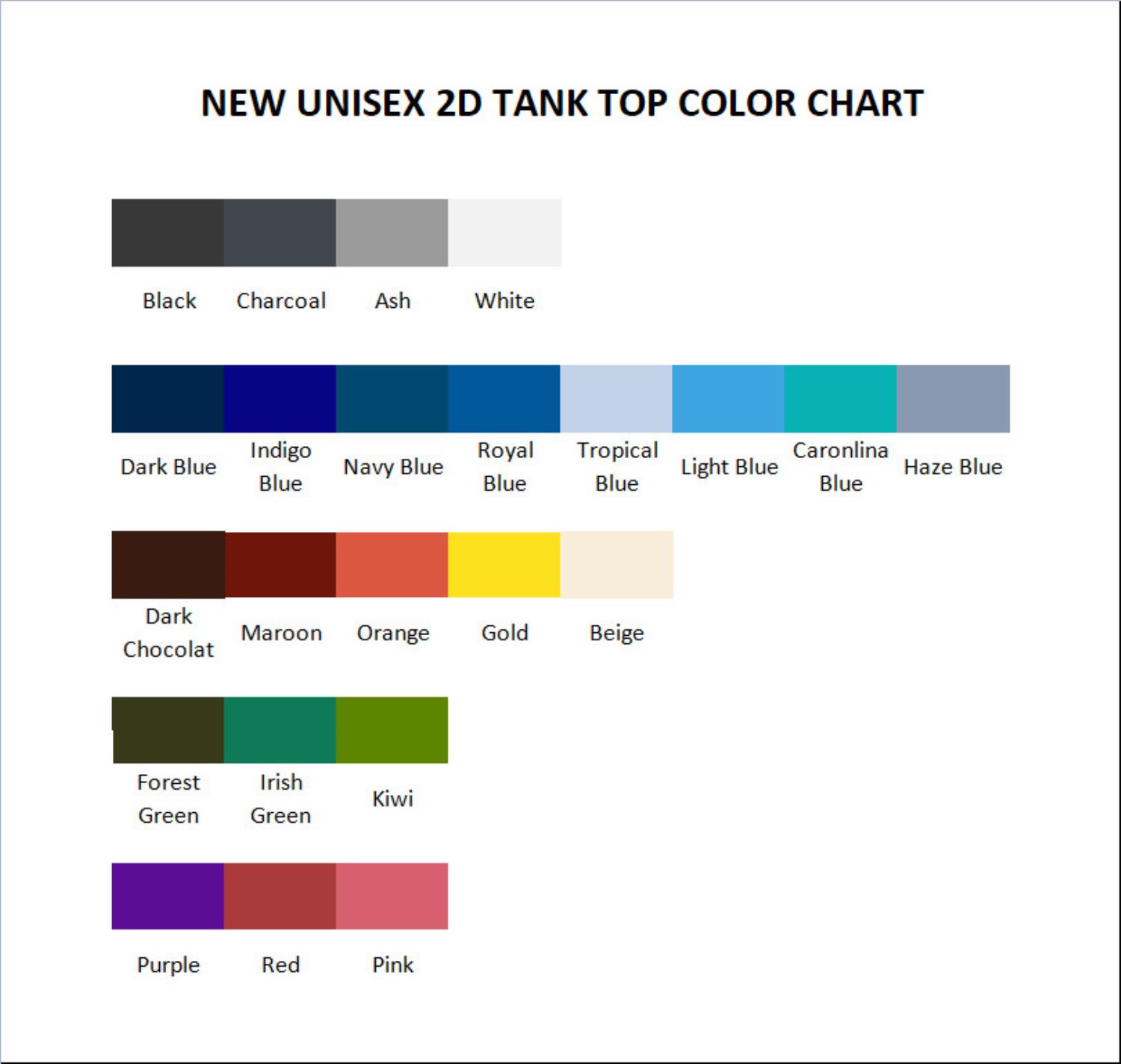 tank top color chart - Kengan Ashura Merch