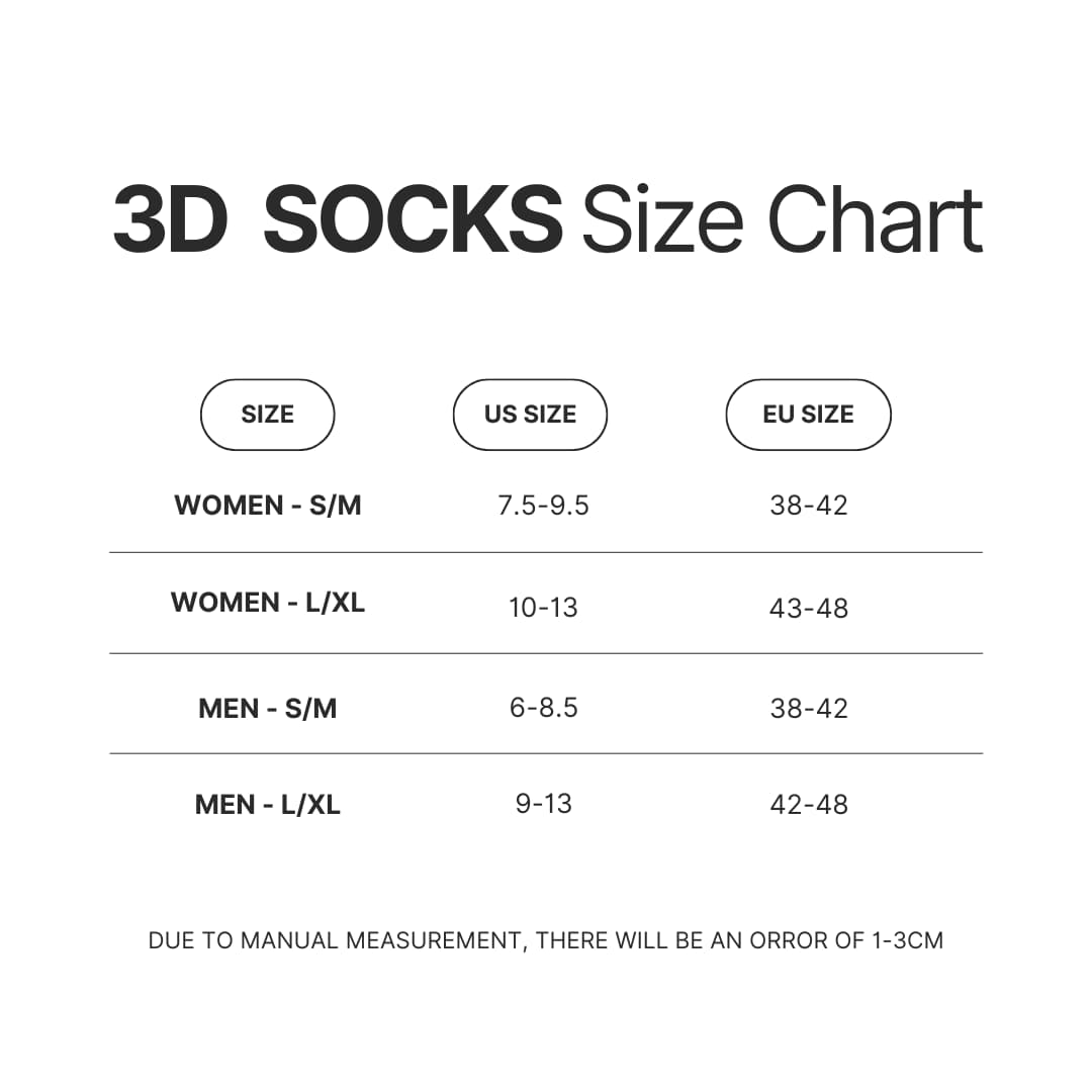 3D Socks Size Chart - Kengan Ashura Store